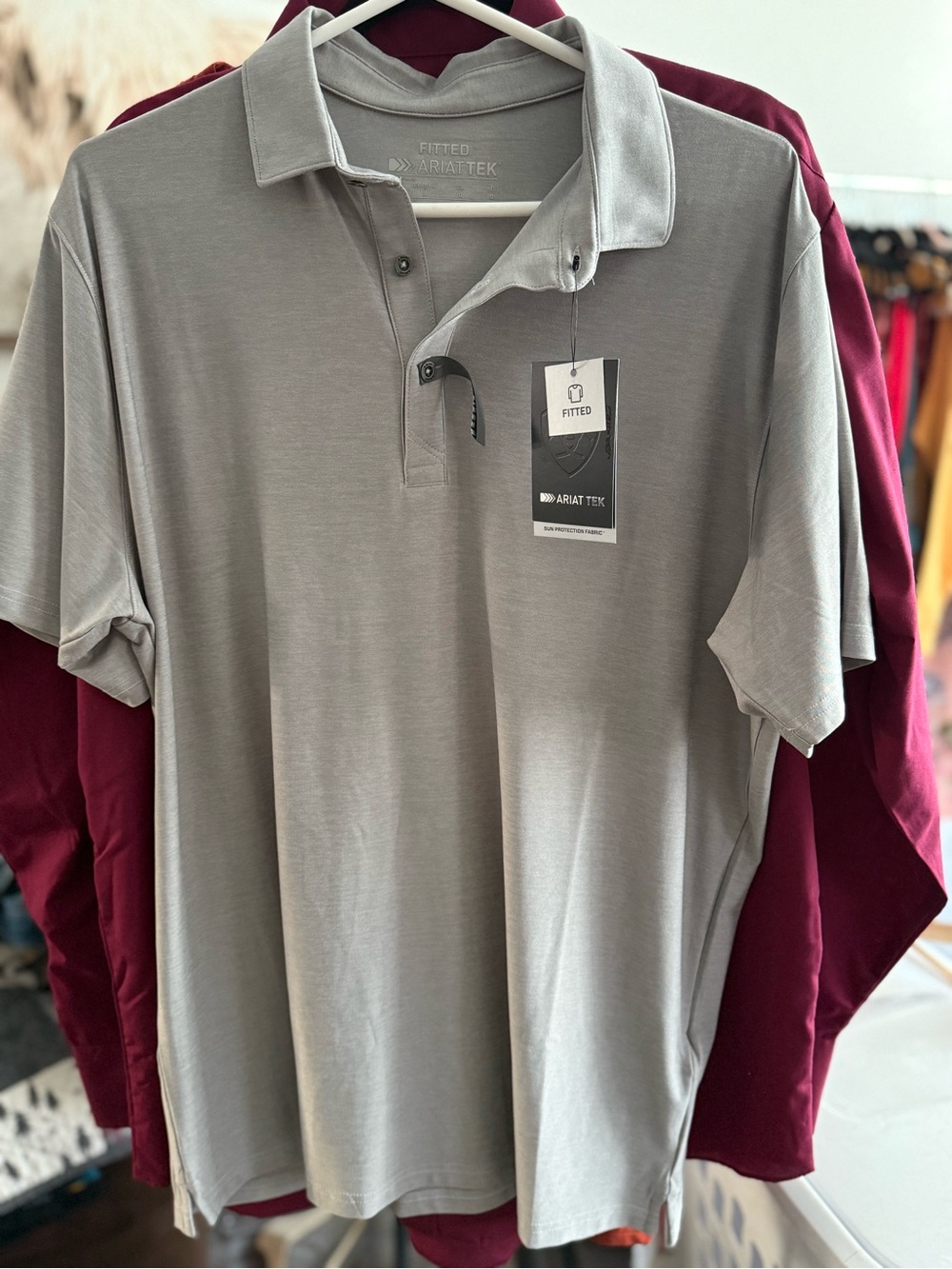 Ariat Light Gray Fitted Polo
